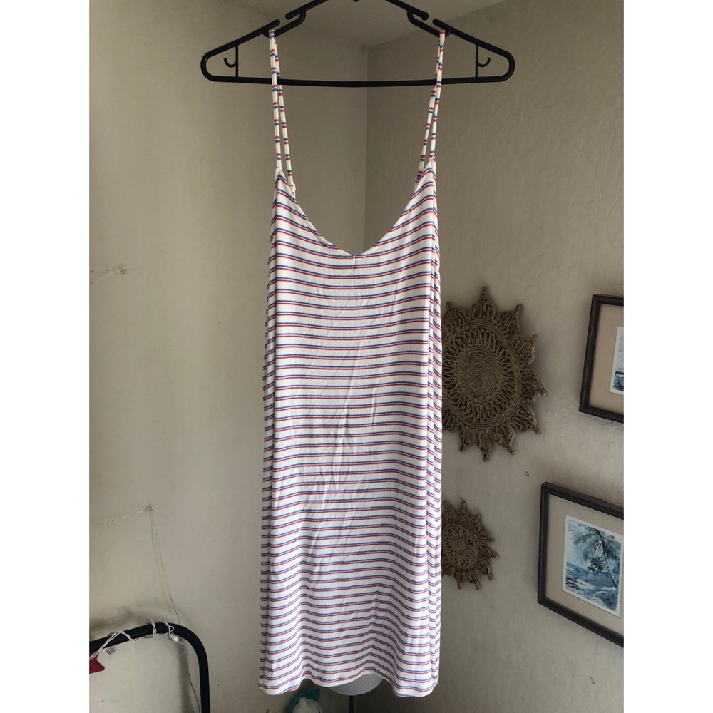 Red White and Blue Striped Ribbed Tank Dress